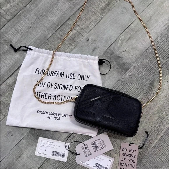 Golden Goose Black Mini Star Bag with Gold Chain - Picture 5 of 11